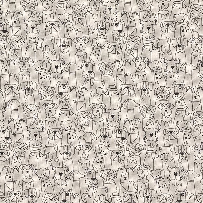 Dekostoff Halbpanama Comic Hunde – schwarz/natur,  image number 1