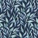 Musselin/ Doppel-Krinkel Gewebe Aquarell Blätter Digitaldruck – marineblau,  thumbnail number 1