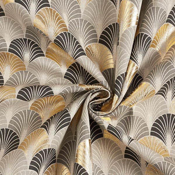 Dekostoff Halbpanama Premium Bögen Goldprint – schwarz/gold,  image number 3