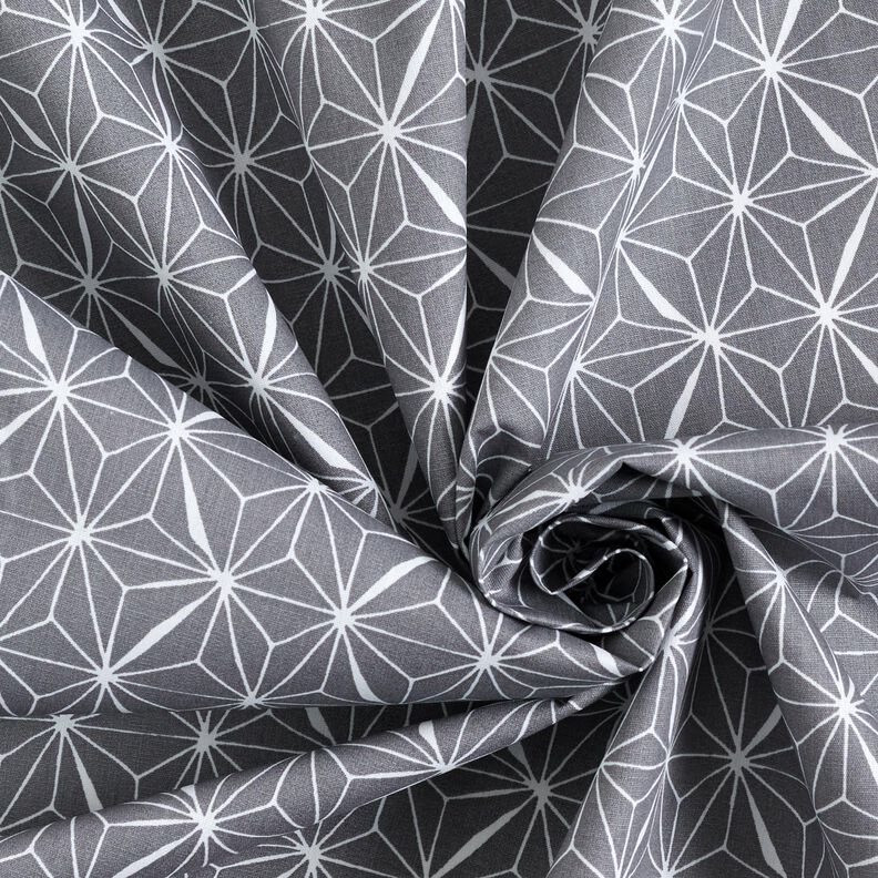Beschichtete Baumwolle grafische Sterne – grau/weiss,  image number 4
