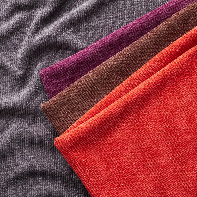 Glitzer-Chenille – schiefergrau/silber metallic | Reststück 80cm,  image number 5