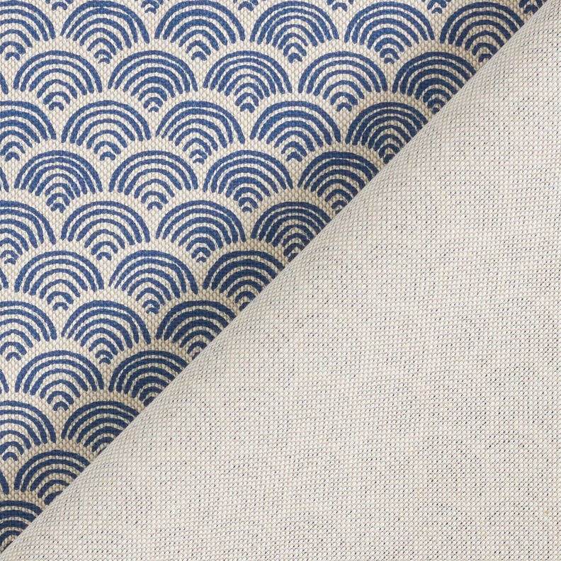 Dekostoff Halbpanama Wellenbögen – natur/indigo, image number 4