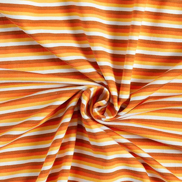 Baumwolljersey Querstreifen – weiss/orange, image number 3