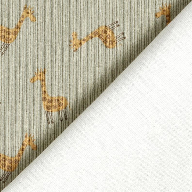 Rippenjersey süße Giraffen – khaki, image number 4