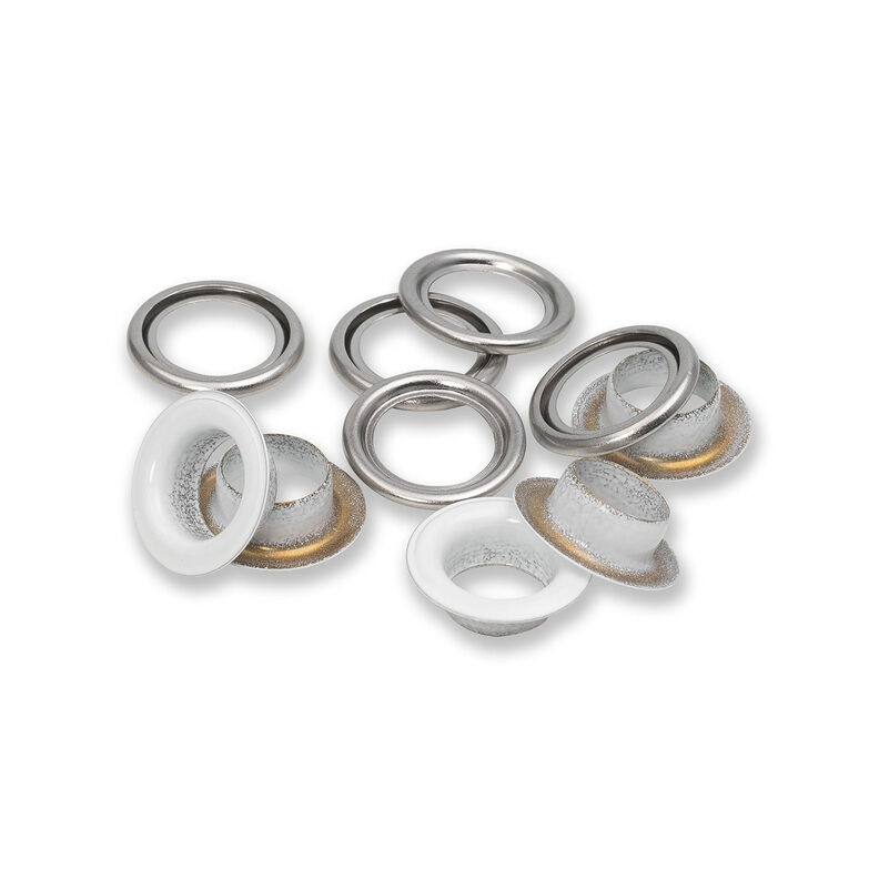 Ösen mit Scheiben [20 Stück | Ø 11 mm] | Prym – weiss/silber metallic,  image number 2
