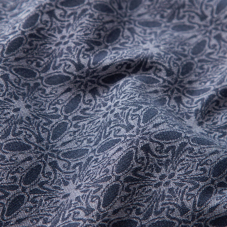 Stretch Jacquard Ornamente – jeansblau,  image number 2