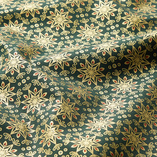Baumwollstoff Popeline orientalische Sterne – tannengrün/gold, 