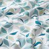 Viskosestoff geometrisches Blumenmuster – weiss/aquablau | Reststück 80cm,  thumbnail number 2