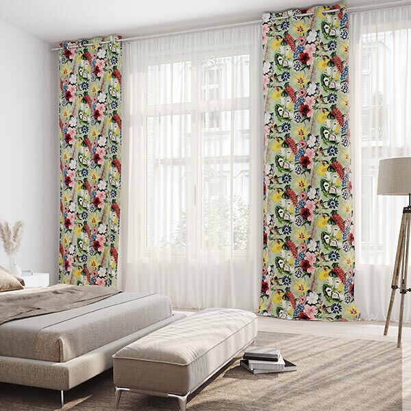 Dekosamt Vintage Blüten – grün/altrosa | Reststück 50cm