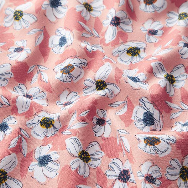 Baumwolljersey gezeichnete Blumen – altrosa