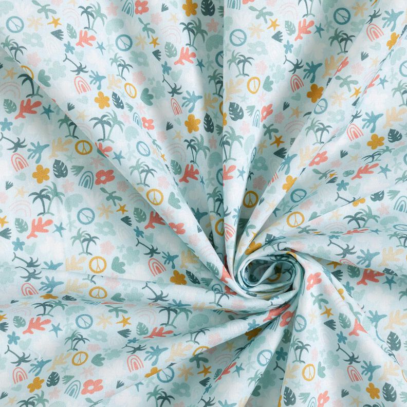 Bio-Baumwollpopeline Palmenwelt – babyblau/hellmint,  image number 3