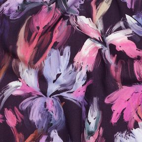 Viskosestoff expressive Blumen &ndash; aubergine, 