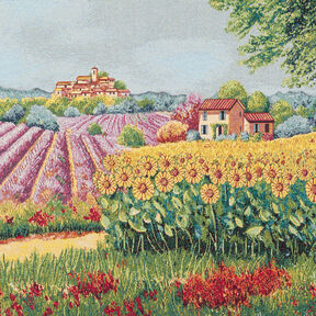 Dekopanel Gobelin blühende Landschaft – karminrot/hellbeige, 