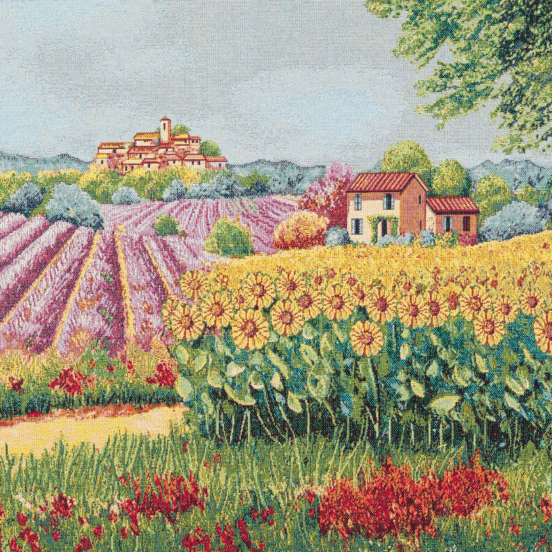 Dekopanel Gobelin blühende Landschaft – karminrot/hellbeige,  image number 1