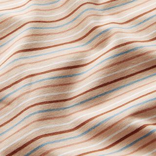 Baumwolljersey Streifen | STENZO – sand/stahlblau, 