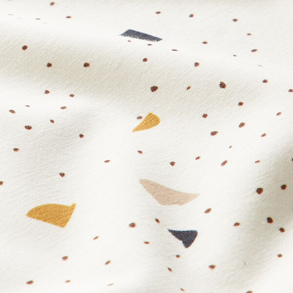 GOTS Baumwolljersey Terrazzo | Tula – wollweiss/dunkelbraun, image number 2