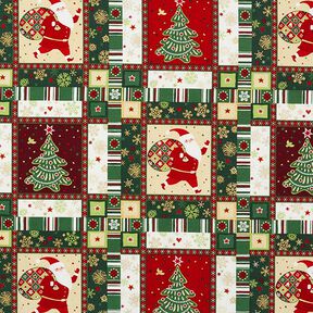 Baumwollstoff Popeline bunte Weihnachten – grün, 
