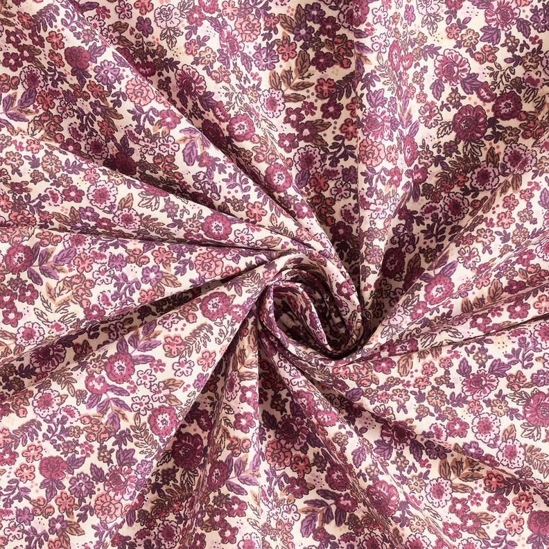 Baumwollstoff Cretonne Streublumen – creme/traube, image number 3