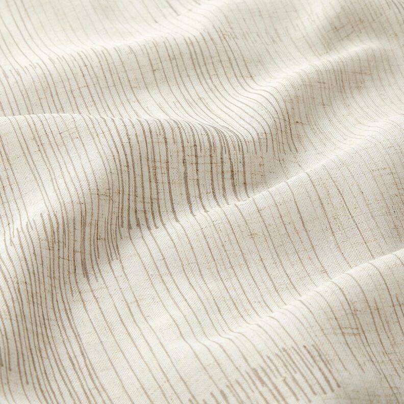 Gardinenstoff Leinen-Mix unregelmäßige Streifen – dunkelbeige/natur, image number 2