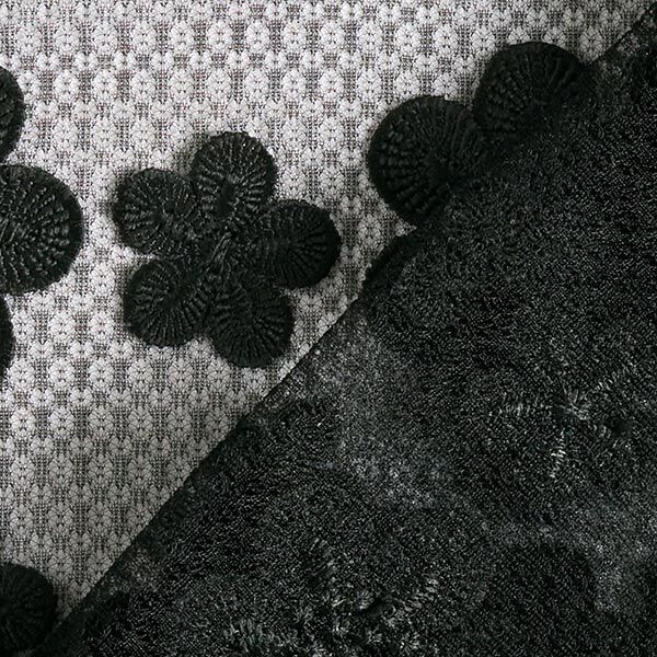 Softmesh 3D Blumenstickerei – schwarz, image number 5
