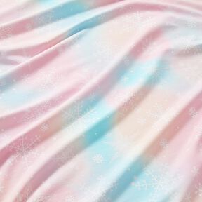 Baumwolljersey Schneeflocken Aquarell Farbverlauf | Glitzerpüppi – eisblau/rosé, 