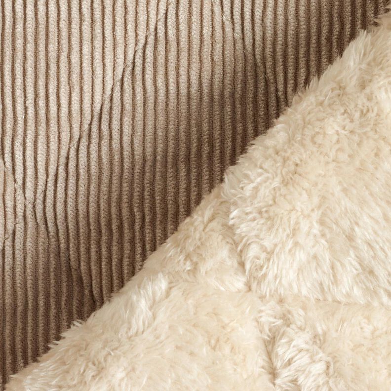 Steppstoff Cord mit Fellabseite Rauten – taupe,  image number 5