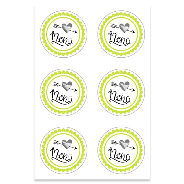 Sticker-Set Hochzeit Menü Ø 4,8 cm [ 24 Stück ] – wollweiss/grün,  image number 3