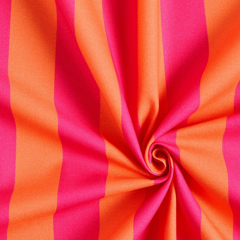 Dekostoff Halbpanama Blockstreifen – intensiv pink/orange,  image number 3