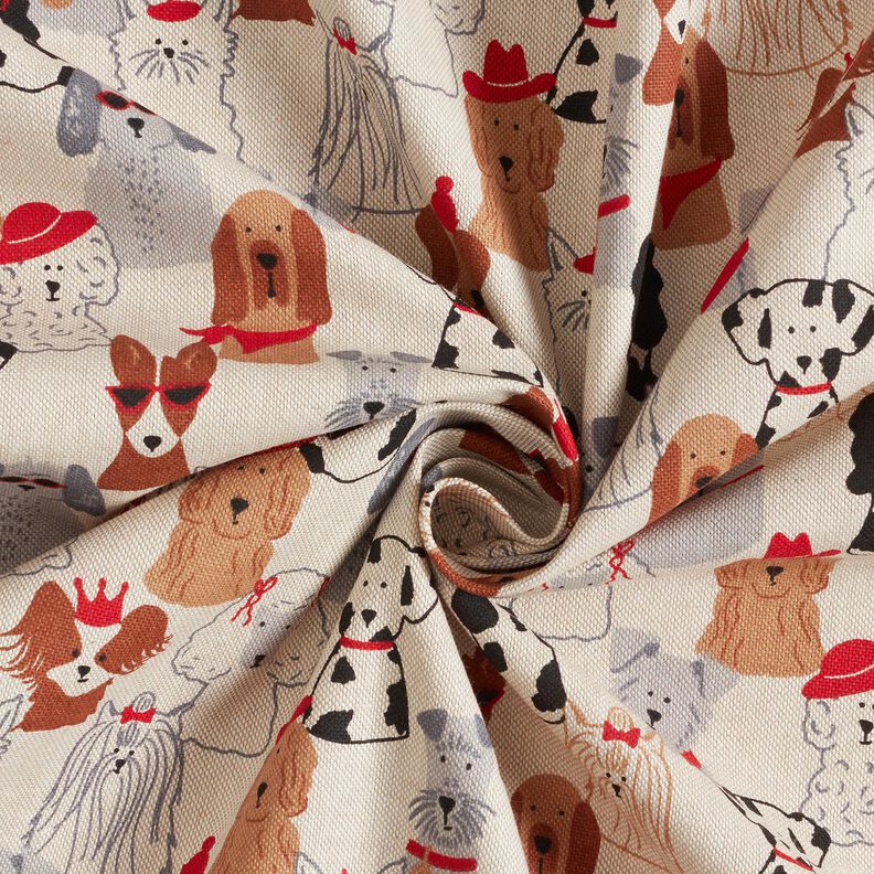 Dekostoff Halbpanama elegante Hunde – natur/grau,  image number 3