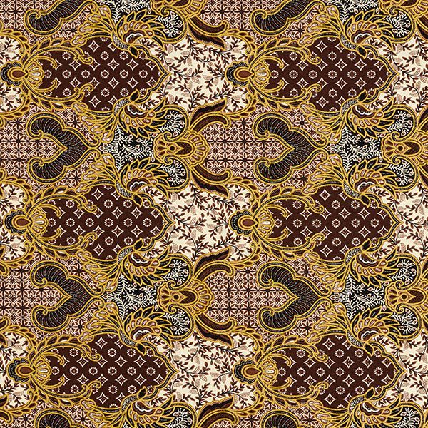 Baumwollstoff üppige Ornamente – braun/gold