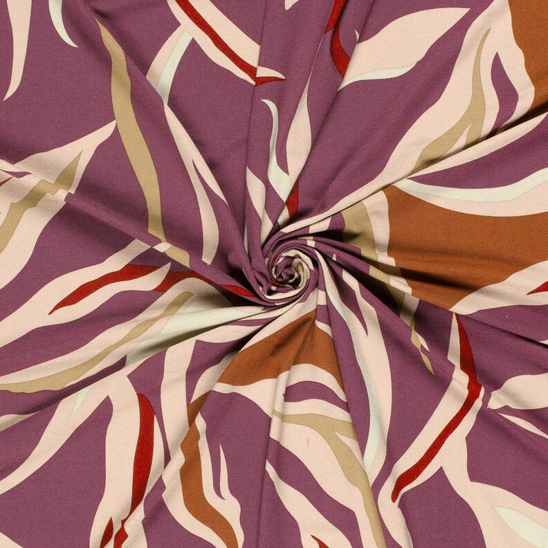 Viskosejersey abstrakte Wellen – aubergine/hellaltrosa, image number 3