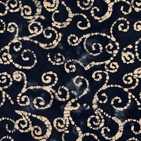Baumwollstoff Batik-Kringel – schwarzblau/sand, 
