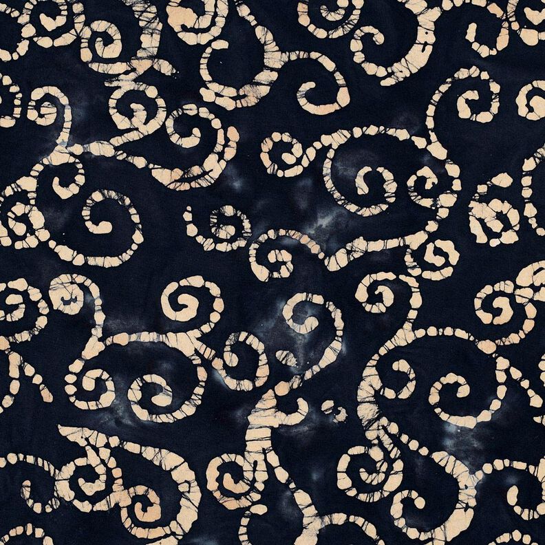 Baumwollstoff Batik-Kringel – schwarzblau/sand,  image number 1