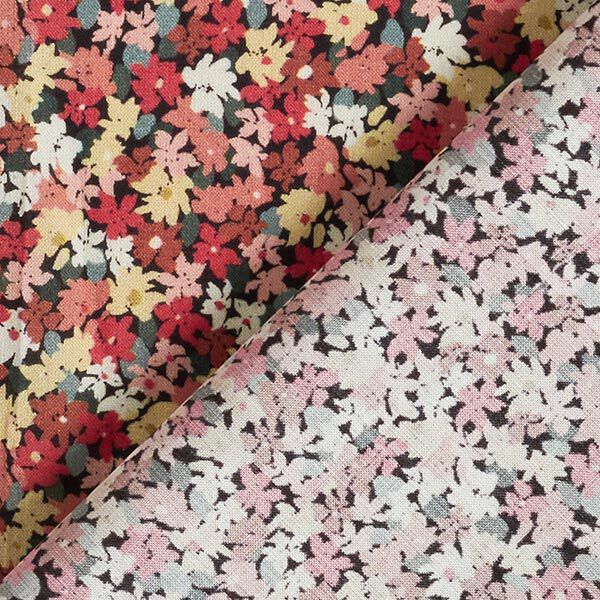 Baumwollstoff Millefleurs – schwarz | Reststück 50cm