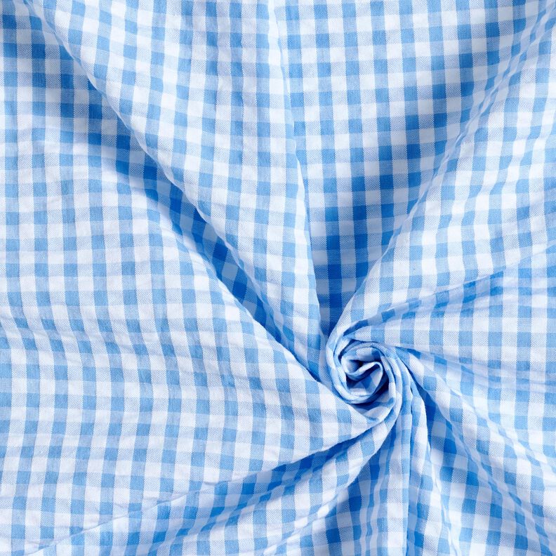 Seersucker Baumwolle gewebtes Karo – blau/weiss,  image number 3