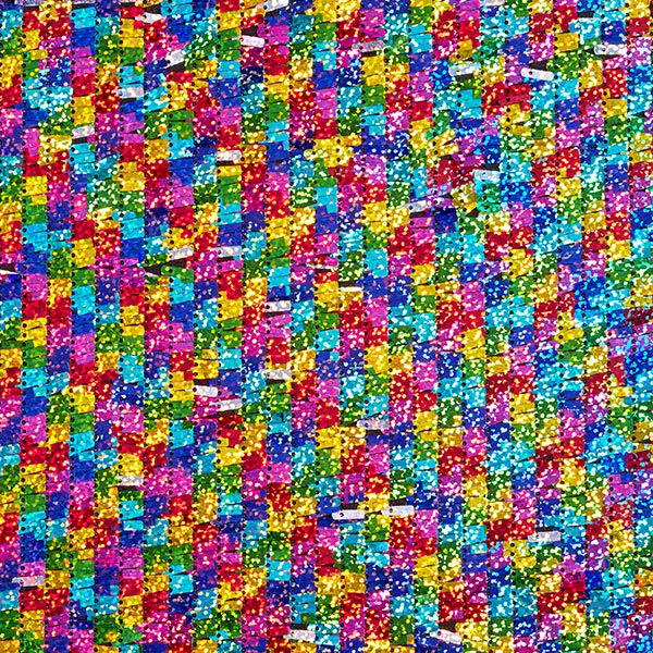 Paillettenjersey bunte Glitzerfransen | Reststück 50cm
