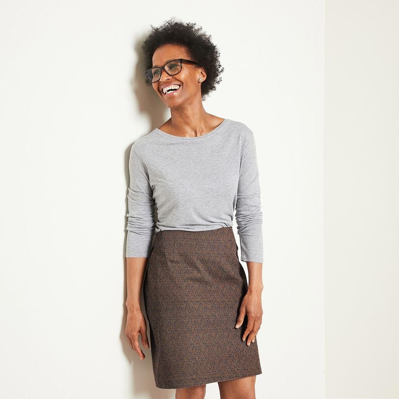 Hosenstoff Denim-Optik Leoprint – mittelbraun/nachtblau,  image number 5