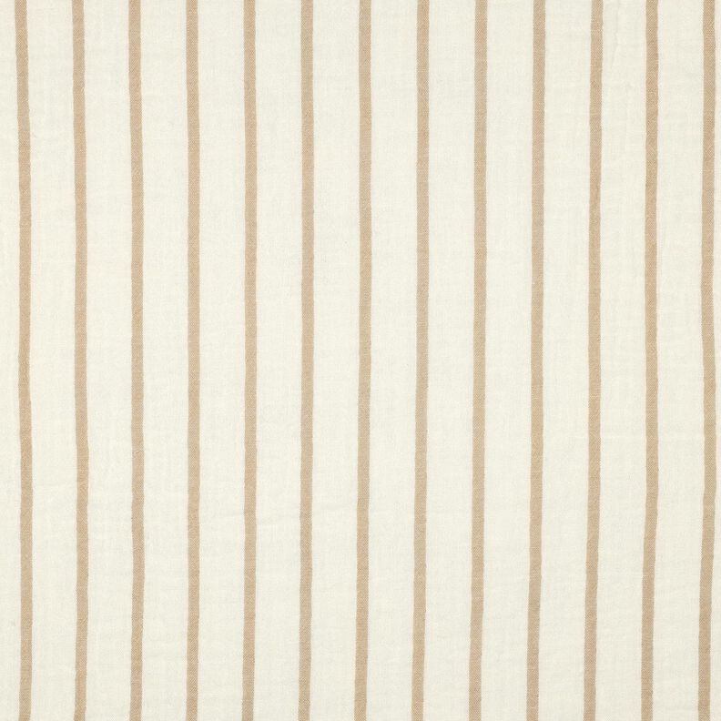 Musselin/ Doppel-Krinkel Gewebe garngefärbte Streifen  | Poppy Fabrics – mandel/wollweiss,  image number 1