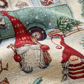 Dekostoff Gobelin weihnachtliche Wichtel – hellbeige/rot, 