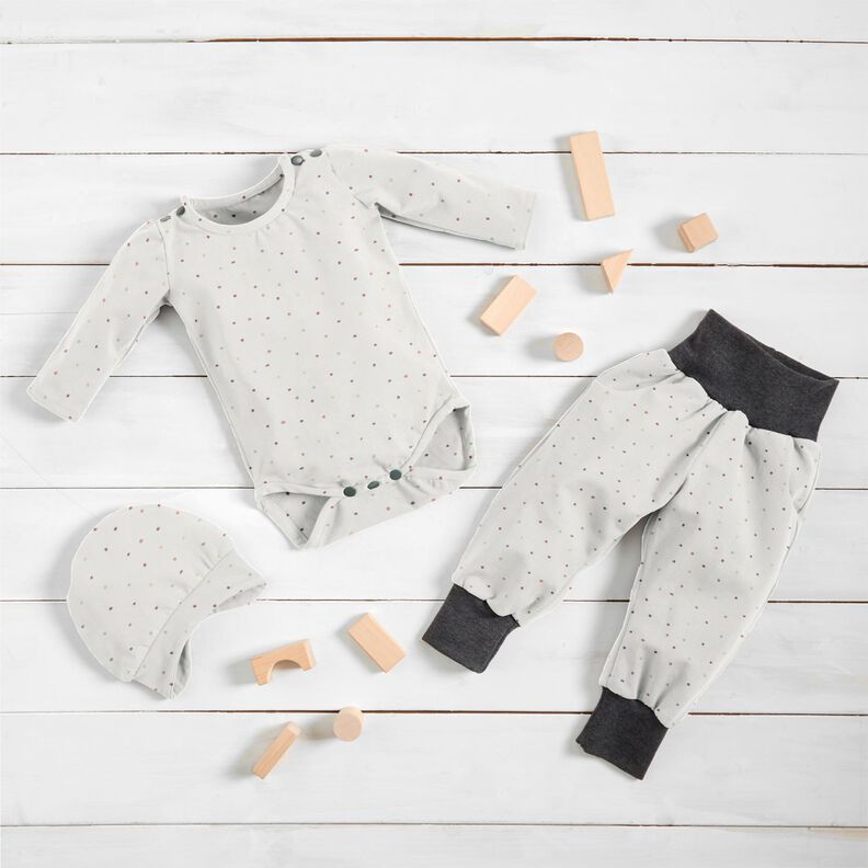 Baumwolljersey bunte Punkte – wollweiss,  image number 6