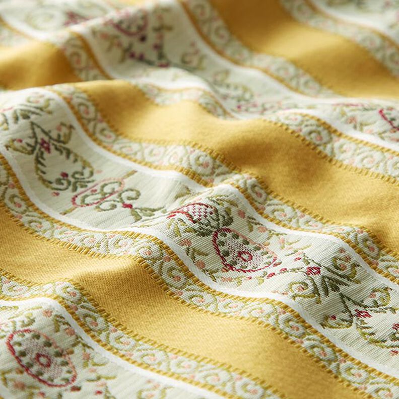 Möbelstoff Jacquard Biedermeier Streifen – creme/gelb,  image number 2