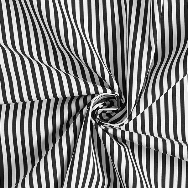 Baumwoll-Stretch Streifen – schwarz/weiss | Reststück 100cm