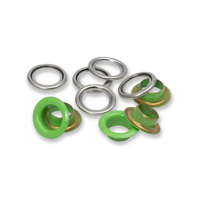 Ösen mit Scheiben [20 Stück | Ø 11 mm] | Prym – hellgrün/silber metallic, 