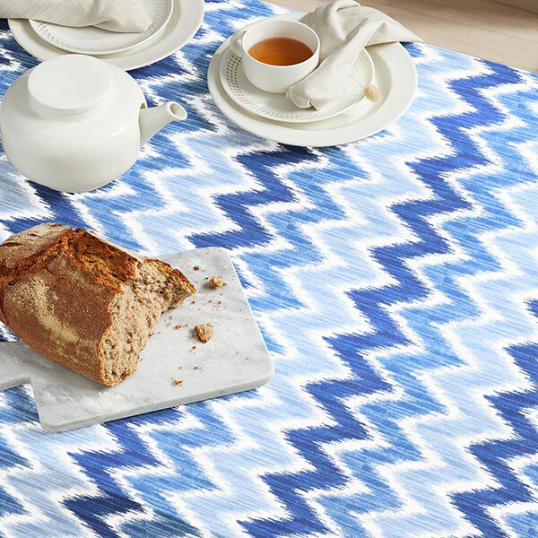 Beschichtete Baumwolle Ikat-Print – blau/weiss | Reststück 100cm