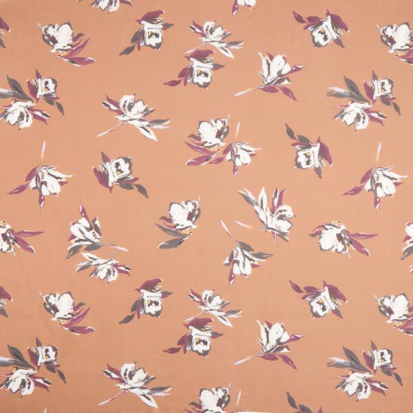 Seiden-Chiffon gemalte Blumen – braun, image number 1