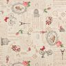 Dekostoff Halbpanama romantische Collage – natur/hellbeere,  thumbnail number 1