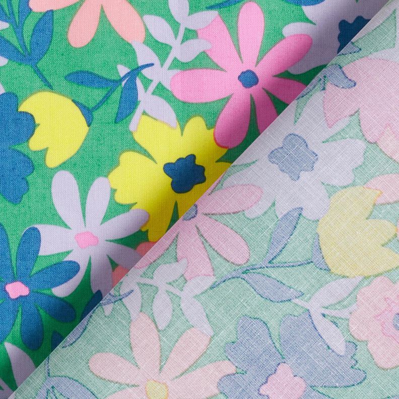 Beschichtete Baumwolle Pastellblumen | Poppy Fabrics – grasgrün/rosa,  image number 5