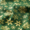 Baumwollstoff Popeline Schneekristalle – grün/gold,  thumbnail number 2