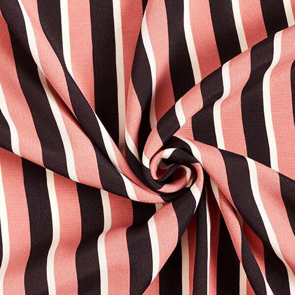 Viskosekrepp Längsstreifen – schwarz/altrosa | Reststück 50cm