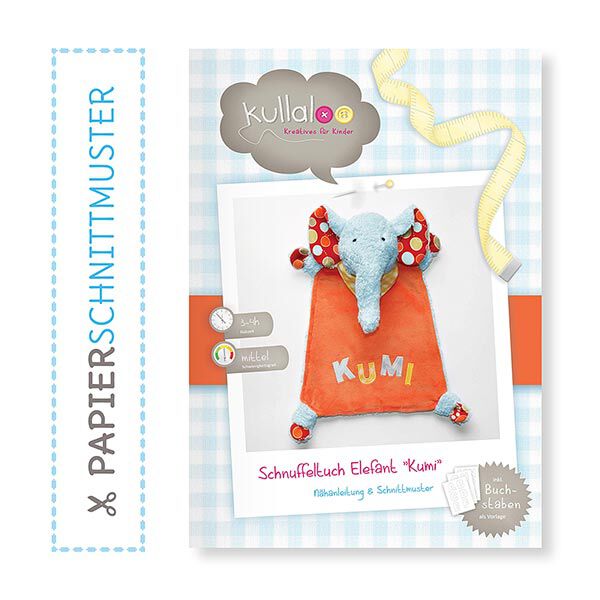 Elefanten Schnuffeltuch Nähanleitung: Papierschnittmuster „KUMI“  | Kullaloo